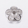 Brass Micro Pave Cubic Zirconia Bead Cap ZIRC-G122-50P-RS-1