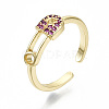 Brass Micro Pave Cubic Zirconia Cuff Rings RJEW-S045-024G-D-NR-1