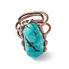 Synthetic Turquoise Irregular Nugget Open Cuff Ring RJEW-I082-05R-2