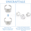 3Pcs 3 Styles 304 Stainless Steel Open Cuff Finger Ring Cabochon Settings STAS-UN0059-66P-5