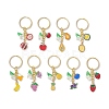 9Pcs 9 Styles Alloy Enamel with Acrylic Banana Strawberry Pineapple Fruit Keychians KEYC-JKC01348-2