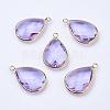Golden Tone Brass Glass Teardrop Pendants GLAA-M006-A-14G-1