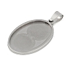 Non-Tarnish 201 Stainless Steel Pendant Cabochon Settings X-STAS-L279-012P-01-2