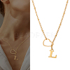 1Pc Letter & Heart Stainless Steel Lariat Necklaces for Women NJEW-LP0002-87G-L-1