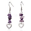 Heart Natural Amethyst Dangle Earrings EJEW-JE01886-02-1