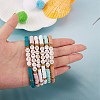 12Pcs 12 Style Handmade Polymer Clay Heisih Beaded Stretch Bracelets Set with Shell Starfish Charm BJEW-SW00035-5