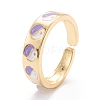 Brass Enamel Cuff Rings RJEW-I077-13G-2