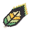 2Pcs 2 Colors Handmade Glass Seed Beaded Leaf Shape Big Pendants PALLOY-MZ00931-5