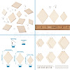 Yilisi DIY Rhombus Shape Natural Wood Pendants Earring Making Kits DIY-YS0001-14-9