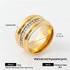 304 Stainless Steel Rhinestone Wide Band Finger Rings XC5005-17-1