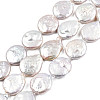 Flat Round Natural Baroque Pearl Keshi Pearl Beads Strands PEAR-R015-16-1
