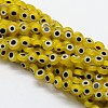 Handmade Evil Eye Lampwork Flat Round Bead Strands LAMP-L058-6mm-01-1