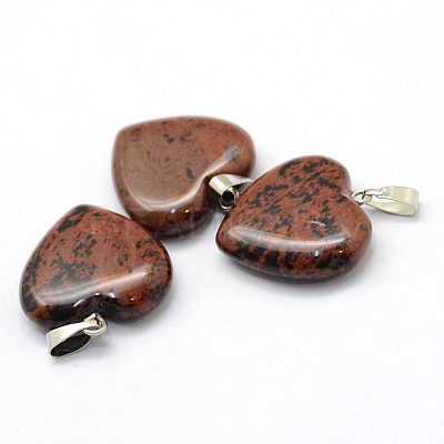 Heart Natural Mahogany Obsidian Pendants X-G-Q438-02-1