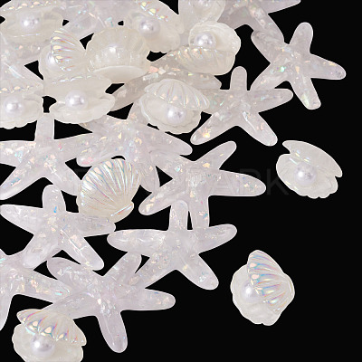 26Pcs 2 Styles UV Plating Ocaen Theme Transparent Resin Cabochons CRES-TA0001-54-1