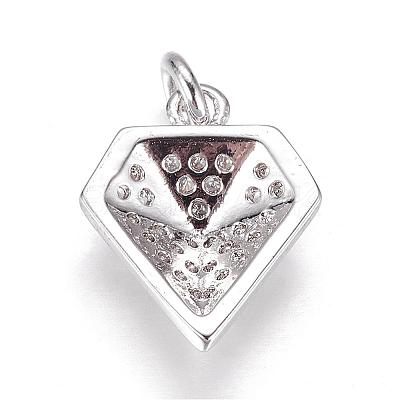 Brass Micro Pave Cubic Zirconia Charms ZIRC-P060-20P-1