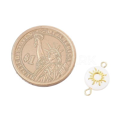 3Pcs 3 Styles Natural Freshwater Shell Flat Round Connector Charms PALLOY-JF04018-01-1