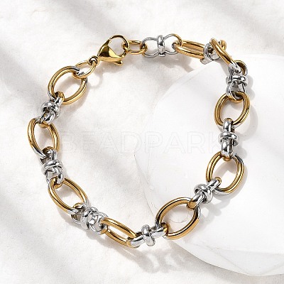 304 Stainless Steel Oval Link Chain Bracelets for Women LS-BJEW-D377-01A-1