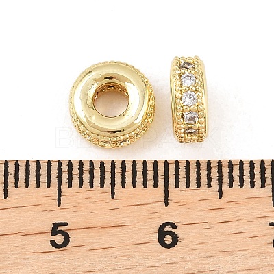 Brass Micro Pave Clear Cubic Zirconia Beads ZIRC-I038-31G-1