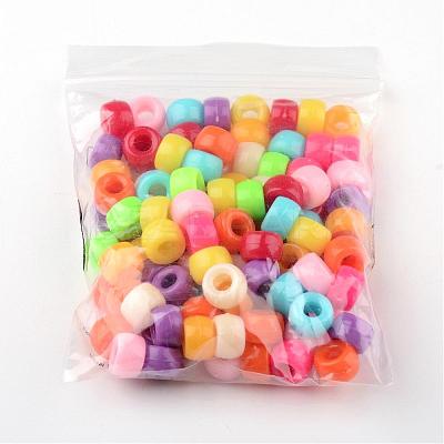 Opaque Acrylic European Large Hole Beads X-PL338-1