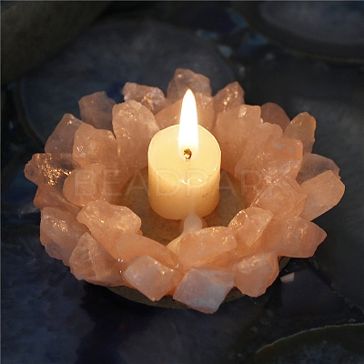 Natural Rose Quartz Candle Holders PW-WG74475-01-1