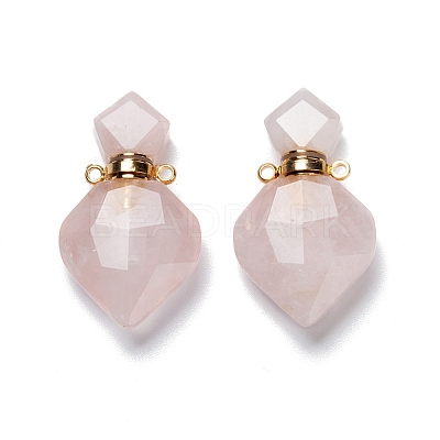 Natural Rose Quartz Perfume Bottle Pendants G-D058-11G-01-1