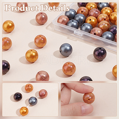 50Pcs 5 Colors Round Food Grade Eco-Friendly Silicone Focal Beads SIL-PH0001-26-1