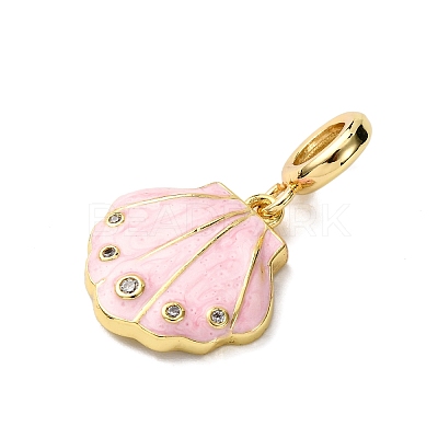 Brass Enamel European Dangle Charms KK-C119-05G-01-1