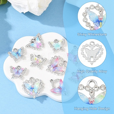 10Pcs 10 Styles Alloy with Rhinestone Pendants FIND-YW0009-49-1