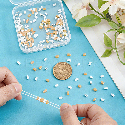 120Pcs 2 Colors Electroplated Non-magnetic Synthetic Hematite & 60Pcs MIYUKI Half TILA Beads Findings Kits G-PH0033-34-1