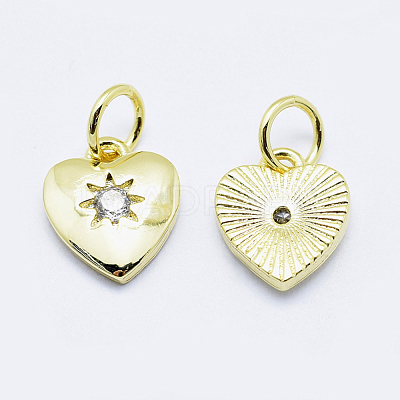 Brass Micro Pave Clear Cubic Zirconia Charms ZIRC-J040-09G-NR-1