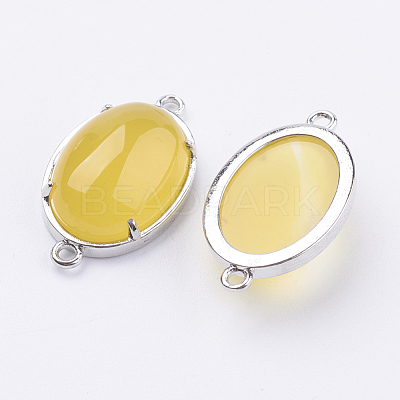 Brass Natural Agate Links connectors G-E398-03B-1