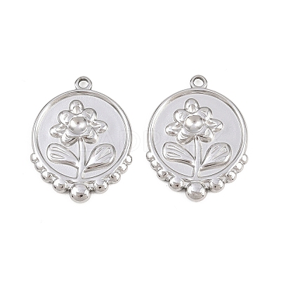 304 Stainless Steel Pendants Cabochon Settings STAS-L317-30P-1
