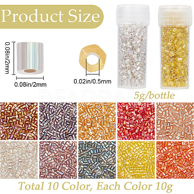 100g 10 colors 11/0 Two Cut Round Hole Glass Seed Beads SEED-SC0001-25B-1
