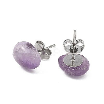 Natural Mixed Stone & 304 Stainless Steel Stud Earrings EJEW-JE07079-1