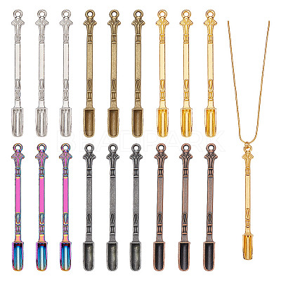 18Pcs 6 Colors Zinc Alloy Snuff Spoon AJEW-NB0006-13-1