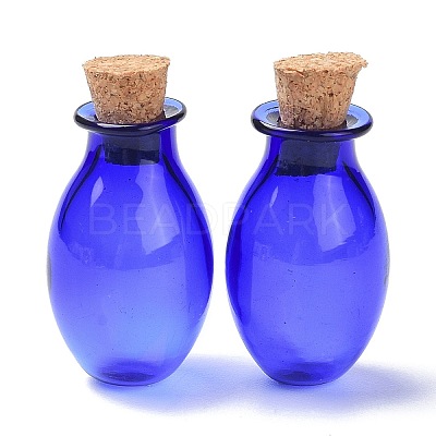 Oval Glass Cork Bottles Ornament X1-AJEW-O032-03B-1