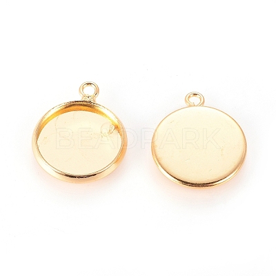 Brass Pendant Cabochon Settings X-KK-B534-D-G-1