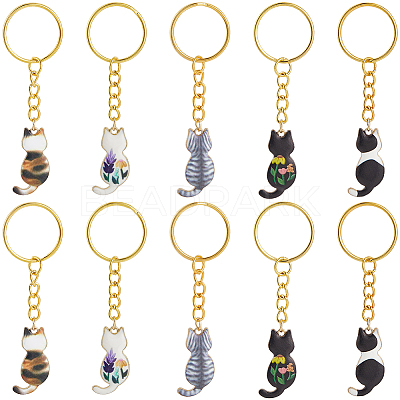 10Pcs 8 Style Alloy Keychain KEYC-CP00010-1