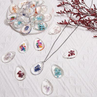 40Pcs 10 Colors Transparent Glass Pendants GGLA-SZ0001-44-1