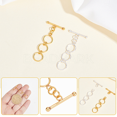 2Pcs 2 Colors 925 Sterling Silver Toggle Clasps STER-GA0001-41-1