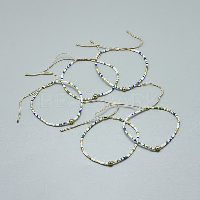 Adjustable Natural Pyrite Braided Bead Bracelets BJEW-F391-A06-1