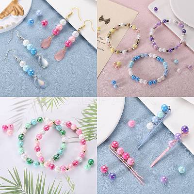 400Pcs 4 Colors Opaque Acrylic Beads MACR-SZ0001-79C-1