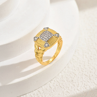 Brass Micro Pave Cubic Zirconia Finger Rings for Women GF8106-2-1