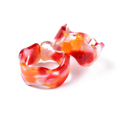 Resin Wave Cuff Ring RJEW-T022-011-1