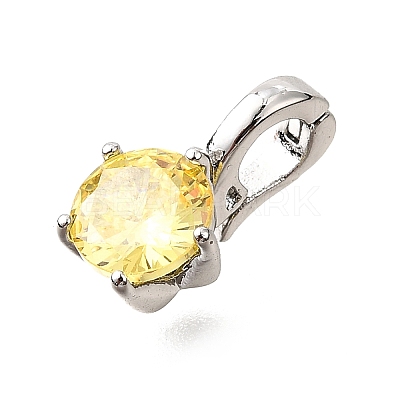 Brass Micro Pave Cubic Zirconia Charms KK-D356-05B-P-1