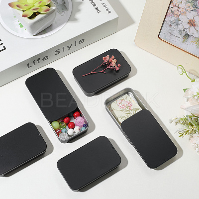 6Pcs Slide Top Tinplate Trinket Storage Boxes CON-SP0001-23E-1