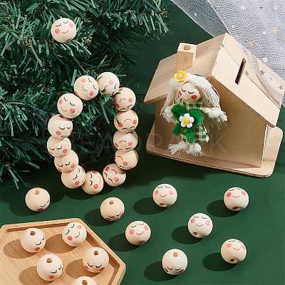 50Pcs Natural Wood European Beads WOOD-OC0003-60-1