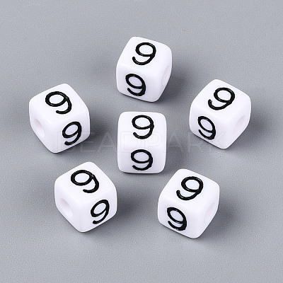 Opaque Acrylic European Large Hole Beads SACR-N020-01B-10-1