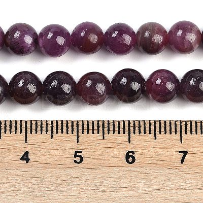 Natural Gemstone Ruby Round Beads Strands G-O017-6.5mm-06-1