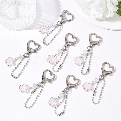 10Pcs Alloy Glass & 304 Stainless Steel Pendant Decorations HJEW-YW00532-1